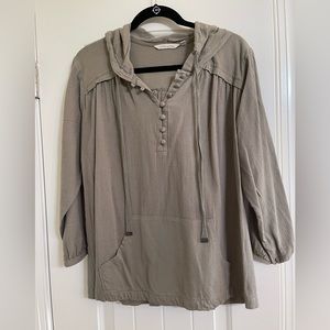 Soft Surroundings medium hooded woven sage green pullover